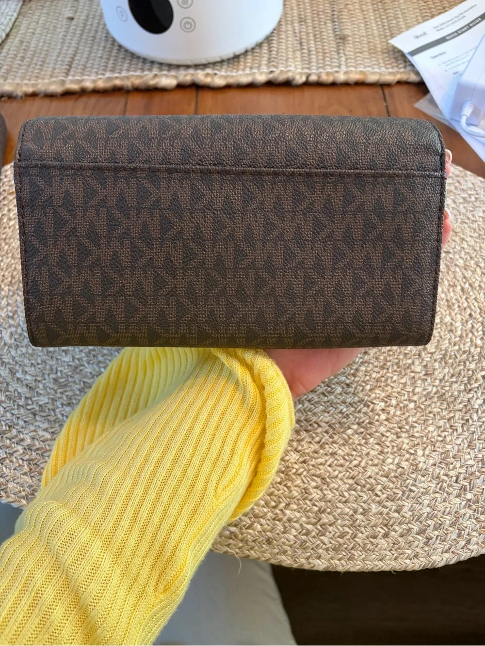 Michael Kors Brown and Black Signature Stripe bag with matching wallet